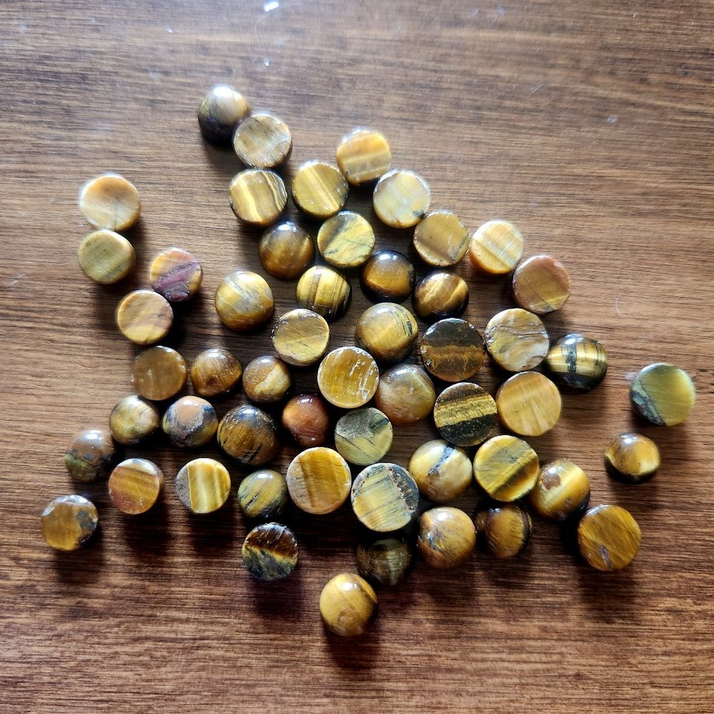 5 Tiger's Eye Stones Smaller In Size and Mixed Sizes Polished And Setting Ready